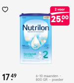 Nutrilon 2/3/4/5 opvolgmelk 2 voor €25 bij Etos