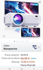 Proyector WiFi, TOPTRO 5800 Soporte Video 1080P por 74,99€