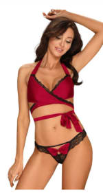 Obsessive Sensuelia 2-Delige Lingerie Set Met Wikkeltop - Rood voor €14,99 bij Easytoys