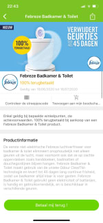 100% terugbetaald febreze