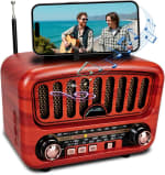 Radio Portátil Vintage con Bluetooth 5.0, AM/FM/SW, Altavoz de 5W y Funciones USB/TF/AUX por 20,98€