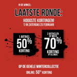 70% korting in de winkels en 50% korting online