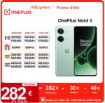 Smartphone 6.74" OnePlus Nord 3 AMOLED de 16/256Go à 352,62€