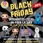 Pre Black Friday Código 20% Descuento Funko Pop y peluches en Playntoy