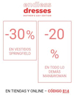 Springfield 30% de descuento en vestidos y 20% en todo lo demás, código 814