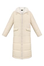 Lange teddy gevoerde winterjas - Beige