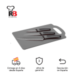 Set 4pcs (3cuchillos: chef, pelador y multiusos +tabla de corte) acer.inox gris razor renberg por 10,91€
