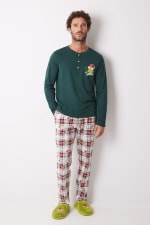 Pijama de Hombre 100% algodón de cuadros del Grinch por 10.99€