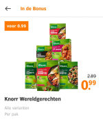 ALLE knor Wereldgerechten voor €0,99 bij AH