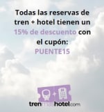 Cupón 15% Descuento reservas de Tren+ Hotel con Trenmashotel