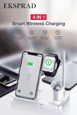 Eksprad 4 In 1 Draadloze Oplader 10W Snel Opladen Voor Iphone 11/11pro/X/Xs/ xr/Xs Max Voor Apple Horloge 5 4 3 2 Airpods Potlood Pad voor €18,42