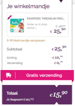 Pampers tot meer dan 56% korting + gratis verzending