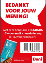 Gratis reep chocolade na invullen Boni enquete
