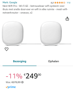 2x Google nest wifi pro met nu 11% korting!