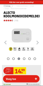 Koolmonoxide melder Alecto.