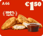 Burger King kortingscode voor 6 kip-nuggets voor €1,50