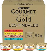 Boite de 96 pâtées pour chat Gourmet Gold Les Timbales à 53,99€