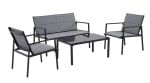 aro Conjunto de exterior, 4 piezas, acero/tejido sintético, 2 sillas, 1 sofá de 2 plazas, 1 mesa de centro por 80,95€