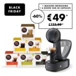 INFINISSIMA koffiemachine + 6 verschillende dozen van 30 capsules voor €49