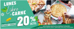 Papa John's Pizza con un 20% de descuento los Lunes libre de carne.