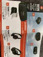 Jumbo spaaractie voor JBL boxen en kop telefoons.