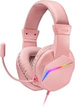 Headset Mars Gaming MH122 Auriculares Pink Ultra ligero, micrófono flexible Jack 3,5mm, doble iluminación RGB por 11,90€