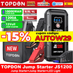 TOPDON 10000mAh 1200A 12V Coche Jump Starter Power Bank Portátil Cargador QC3.0