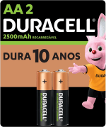 Pilha Recarregável AA da DURACELL com 2 Uni - R$ 39,90