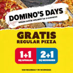 1 + 1 gratis bij afhalen of 2 + 1 gratis bij bezorgen van Domino's Pizza