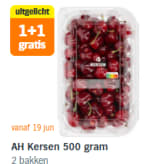 Kersen 500 gram 1 + 1 gratis bij de AH