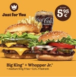 Burger King Big king, Whopper Jr., medium fries en 0.4L frisdrank
