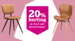 20% korting op alle eetkamerstoelen bij Leenbakker