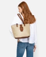 Bolso shopper grande efecto rafia por 14€