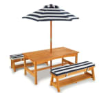 Table et bancs de jardin en bois pour enfants avec coussins et parasol KidKraft à 309,06€