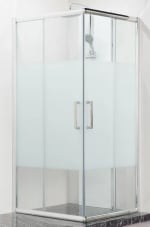 Mampara corredera Quad serigrafiada perfil cromado por 219€