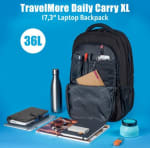TravelMore Rugzak XL - Schooltas - 17,3 inch Laptop Rugtas - Dames/Heren - 36L - Waterafstotend - Zwart