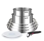 Batterie de cuisine Tefal Ingenio Emotion L8968S04 (Tout Inox) - 3 Poêles + 2 Casserole + 1 Poignée amovible + 2 Couvercles hermétiques à 79,99€