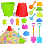Set de 17 Juguetes de Playa para Niños - Incluye Cubo, Moldes, Pala, Rastrillo y Tamiz por 4.99€