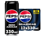 Pepsi zero Refresco de cola cero azúcar y cero calorías 12 latas 330ml 3.96l en total por solo 5,53€