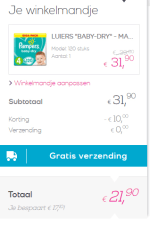 Pampers tot meer dan 56% korting + gratis verzending