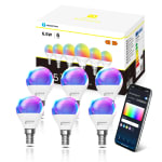 Pack 6 Aigostar Bombilla Inteligente, Wifi G45 E14 6.5W, Compatible con Alexa/Google Home por 16.19€