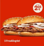 2 Frikandelburgers voor €2,25 bij deelnemende Burger King-filialen dmv (bar)code