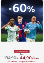 Movistar Fibra 600MB + 2 líneas móviles + Movistar Plus + Fúbtol Total + Ficción Total por 44,90€