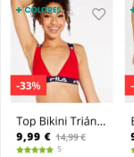 Top biquini triangulo fila color rojo