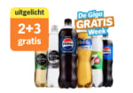 Alle Pepsi, Rivella, Royal Club en 7UP 1 literflessen 2+3 gratis bij de AH