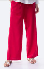 Pantalón largo liso de lino de mujer TEX color frambuesa por 5.99€