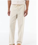 Pantalon droit léger en lin mélangé - Beige à 6€