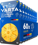 VARTA pilas para audífonos tipo 10 (pack 60) por 11,54€ en Amazon