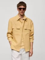 Mango sobrecamisa 100% lino bolsillos amarillo pastel por 13,99€