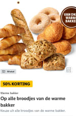 50% korting op alle broodjes van de warme bakker bij Lidl